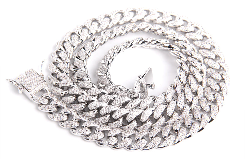 Cuban link chain 13mm fully iced with custom clasp ifandco icebox