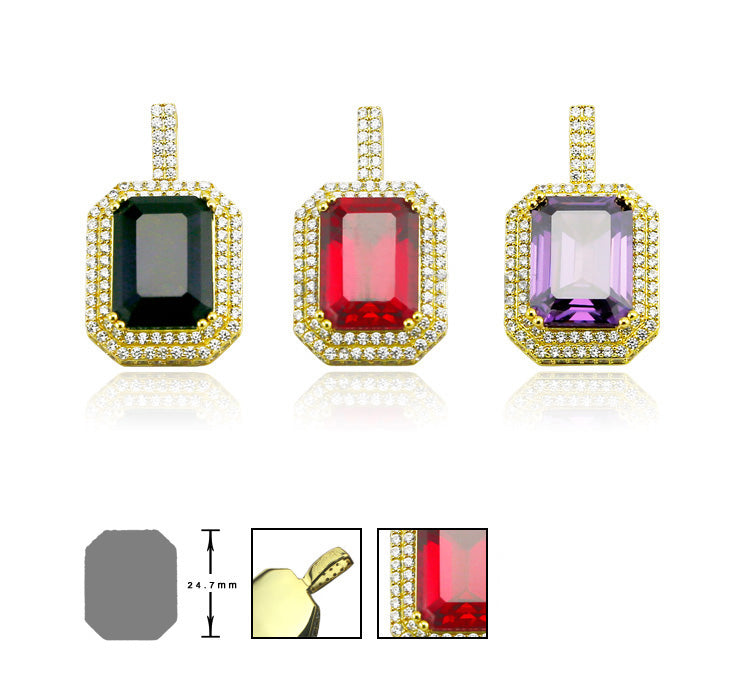 gemstone amethyst pendant silver gem necklace chain