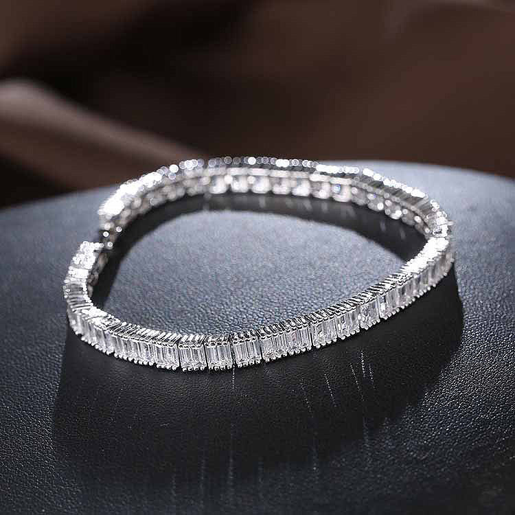 iced out 925 silver tennis link chain baguette stones cuban link shopgld