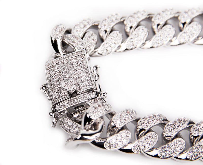Cuban link chain 13mm fully iced with custom clasp ifandco icebox