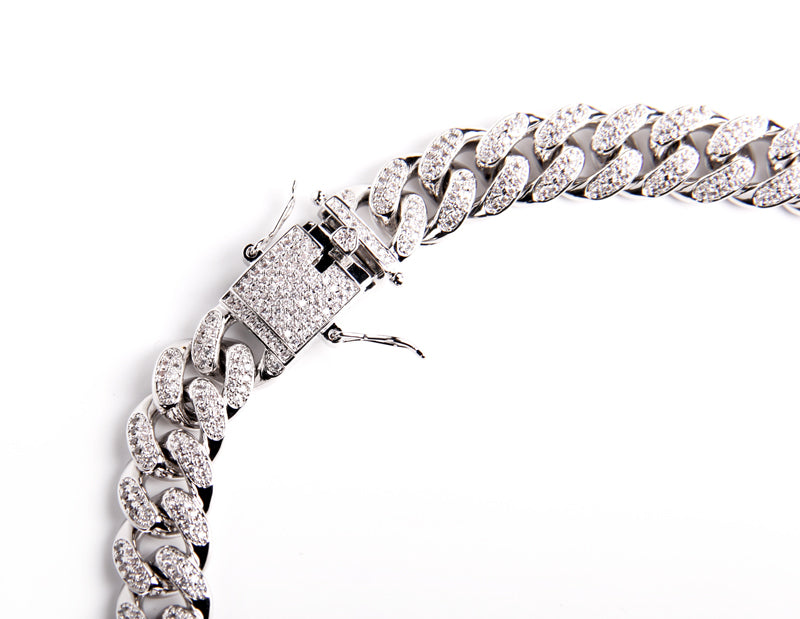 Cuban link chain 13mm fully iced with custom clasp ifandco icebox