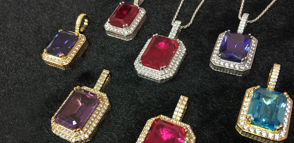 gemstone pendant necklace chain affordable hip hop jewelry ifandco