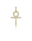 ankh large gold pendant single round diamonds