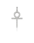 ankh large silver pendant single round diamonds