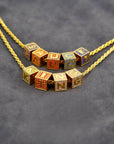 18k gold Solid Baby blocks letter pendant necklace chain ifandco diamond