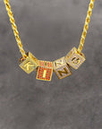 18k gold Solid Baby blocks letter pendant necklace chain ifandco diamond