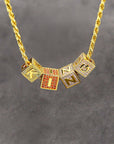 18k gold Solid Baby blocks letter pendant necklace chain ifandco diamond