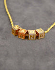 18k gold Solid Baby blocks letter pendant necklace chain ifandco diamond