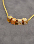 18k gold Solid Baby blocks letter pendant necklace chain ifandco diamond