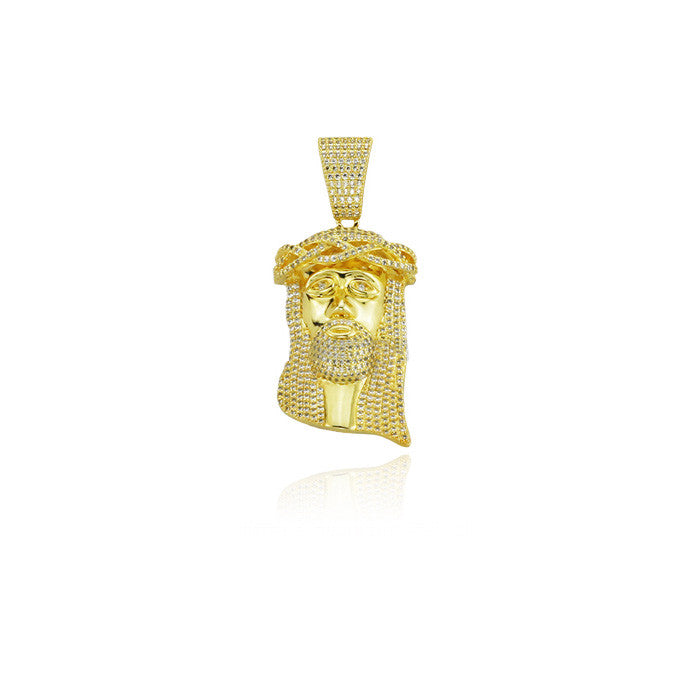 Baby jesus fully iced pendant gold