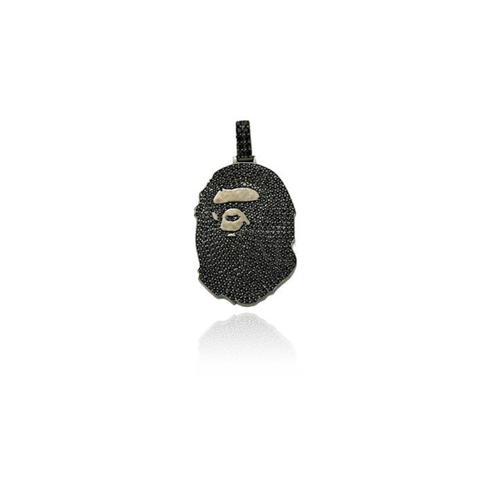 bape bathing ape head all black pendant 