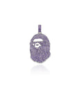 bathing ape bape head purple silver pendant