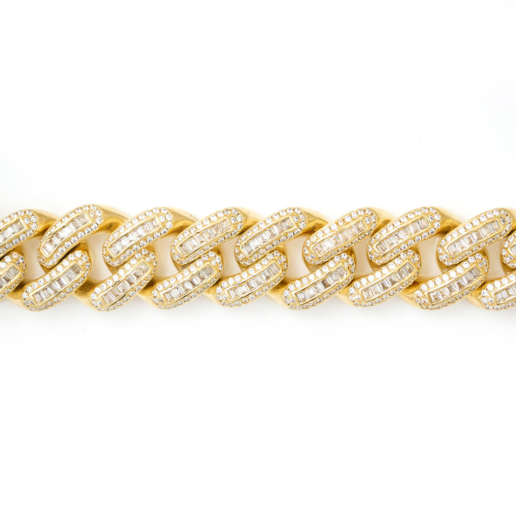 Iced Out Cuban Link Bracelet With Baguette Stones