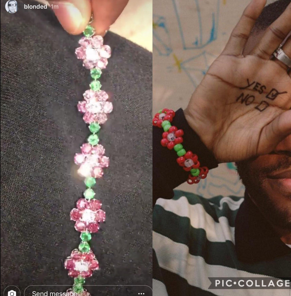 frank kandi man blonde Ocean instagram flower bracelet diamond rave bracelet daisy