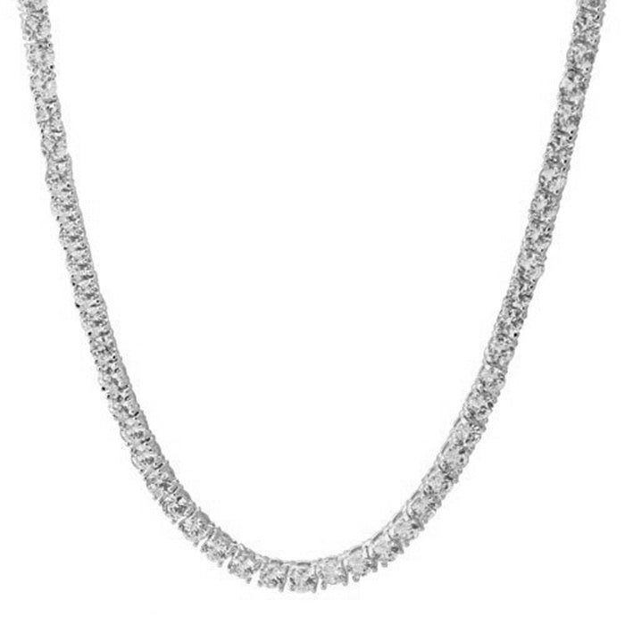 Tennis necklace diamond link chain silver