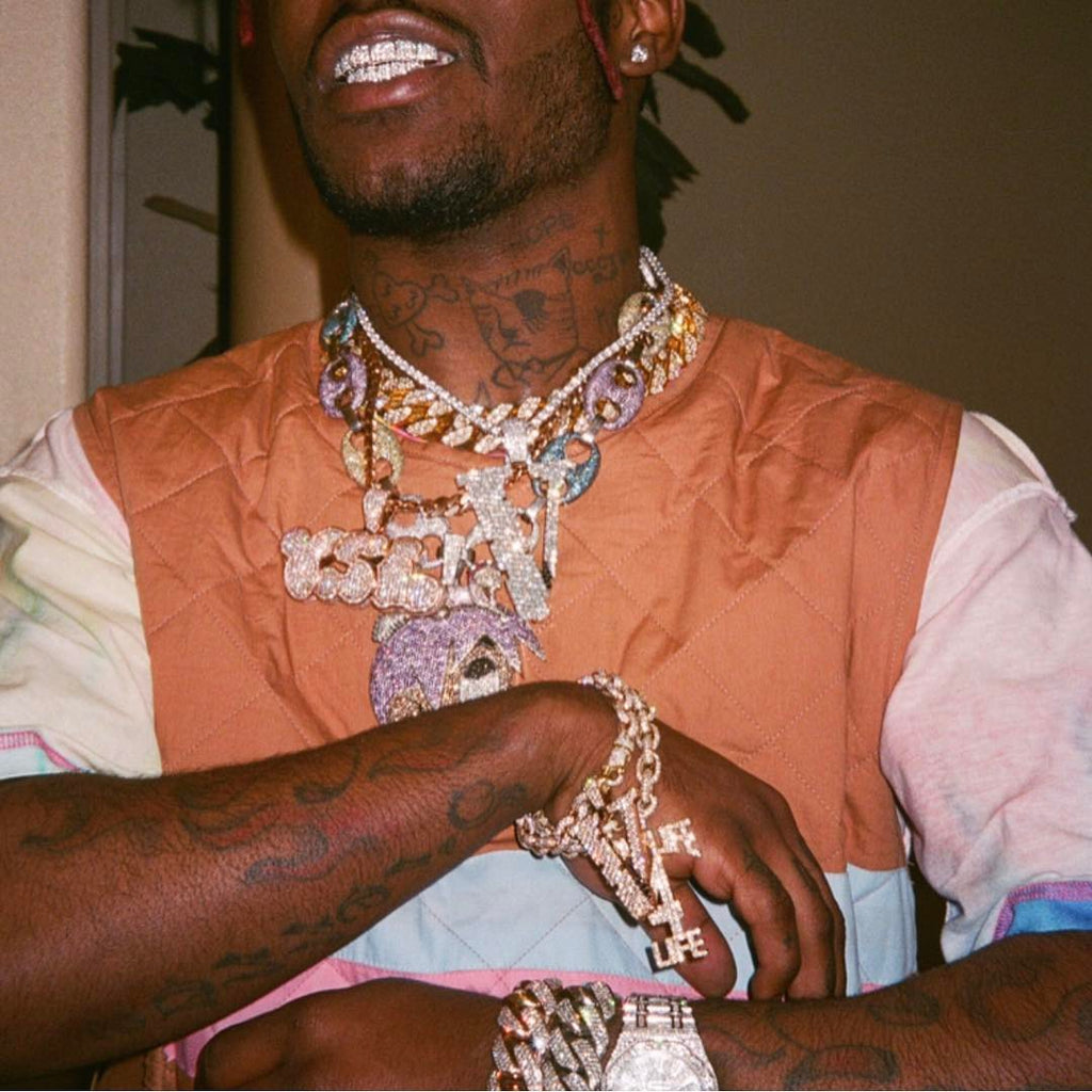 lil uzi VLONE V diamond pendant necklace chain ifadnco