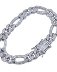 10mm Iced out Figaro chain Yellow gold cuban link chain bracelet necklace ifandco shopgld