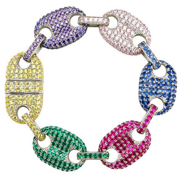 Iced out gucci link mariner link bracelet 18mm Multi-colored