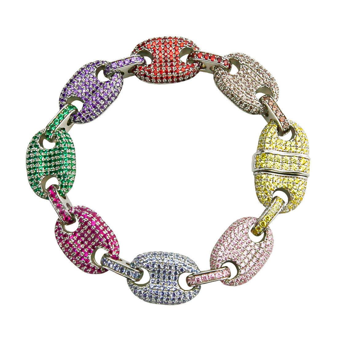 Iced out gucci link mariner link bracelet 13mm Multi-colored