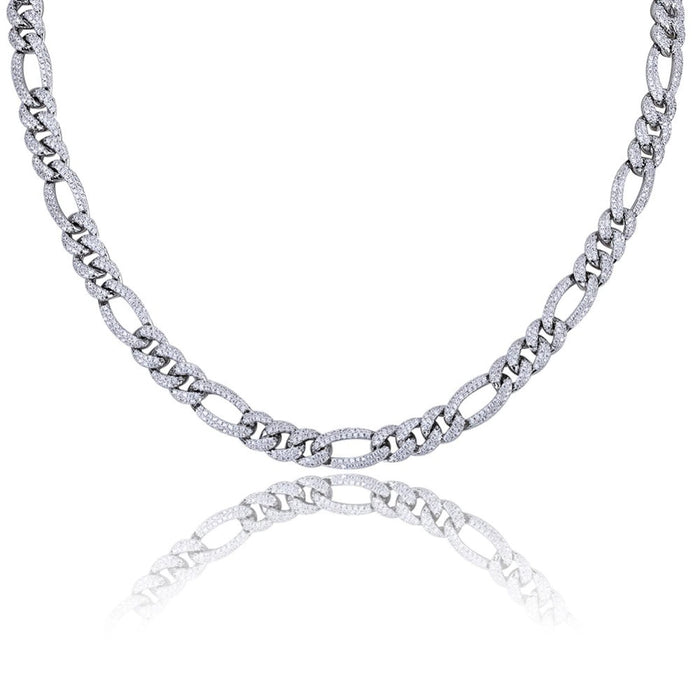 10mm Iced out Figaro chain White gold cuban link chain ifandco shopgld