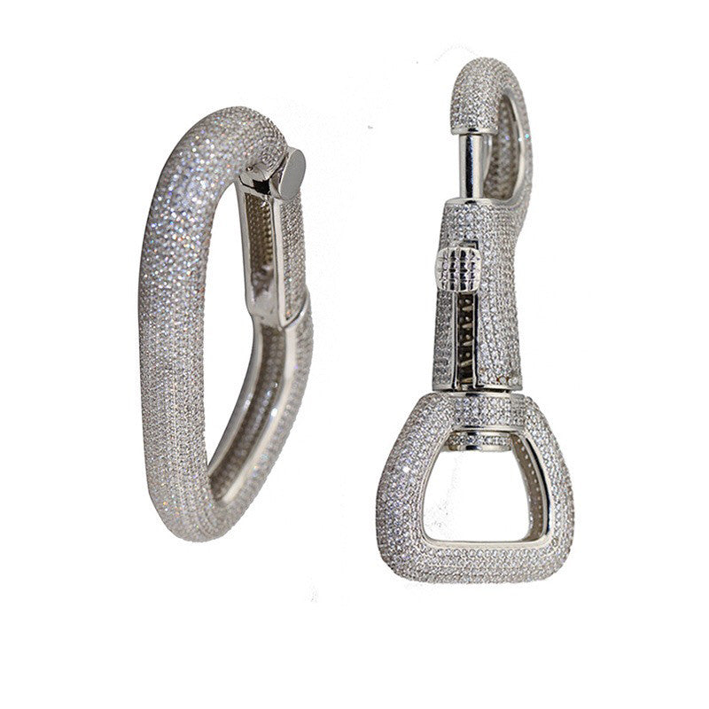 Iced out carabiner diamond keychain in Silver