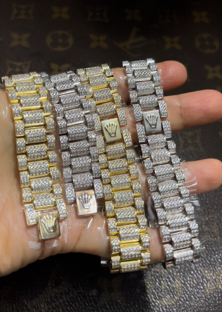 Rolex Presidential bracelet 9ct Gold Rolex Style Iced Out Presidential Bracelet diamond