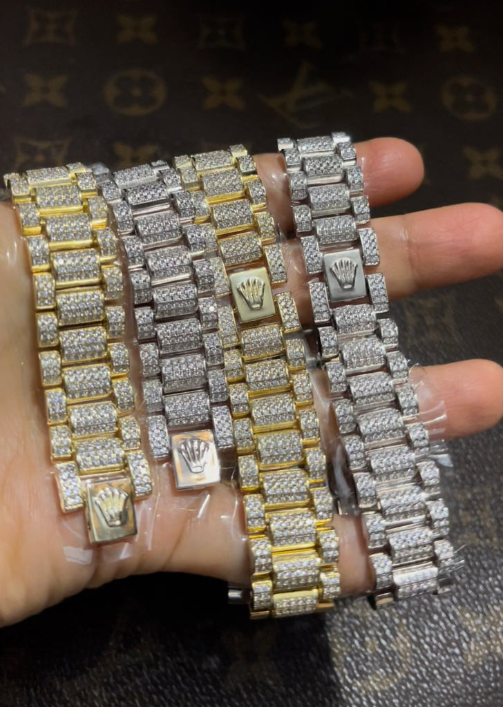 Rolex Presidential bracelet 9ct Gold Rolex Style Iced Out Presidential Bracelet diamond
