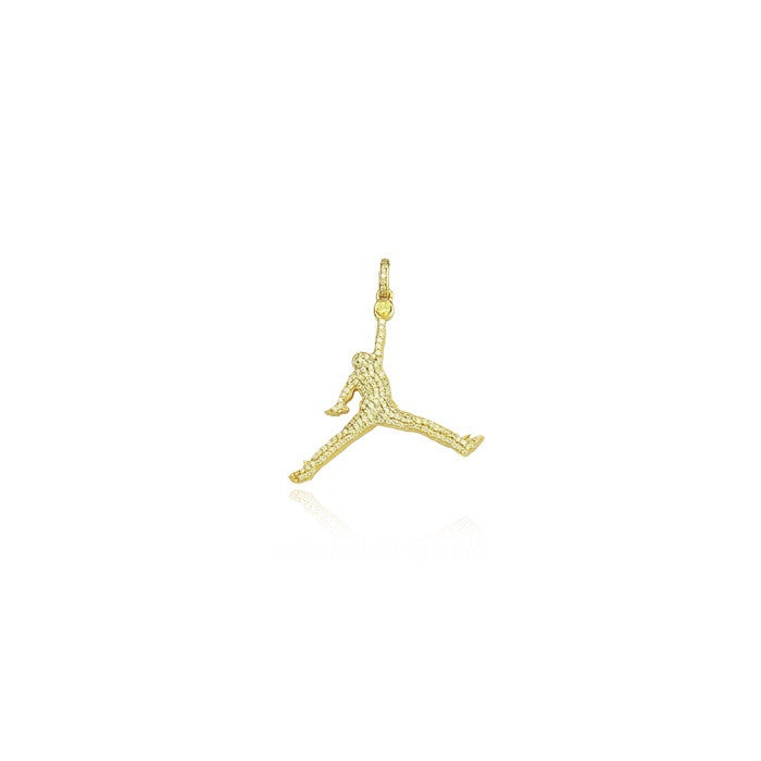 Jumpman jordan pendant gold yellow iced diamonds necklace
