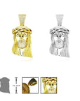 standard jesus piece part iced in silver beaded chain
