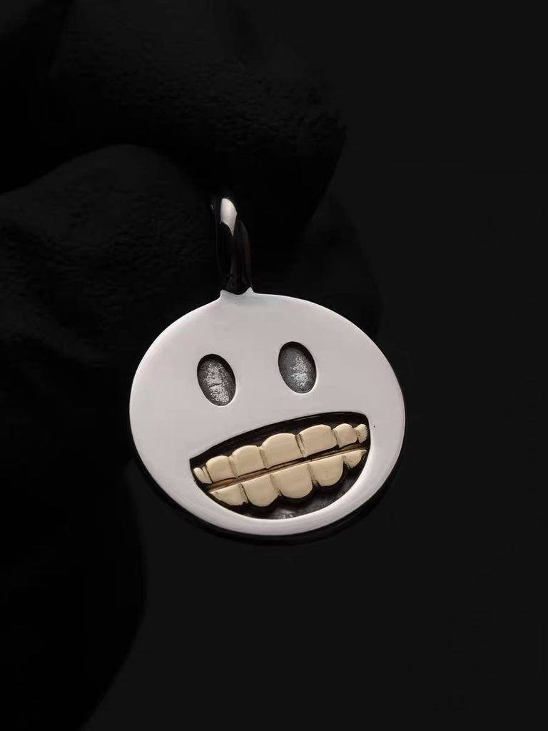 smiley emoji emoticon #hiphop #grillz - Smiley Face With Grillz diamond silver charm pendant necklace chain ifandco