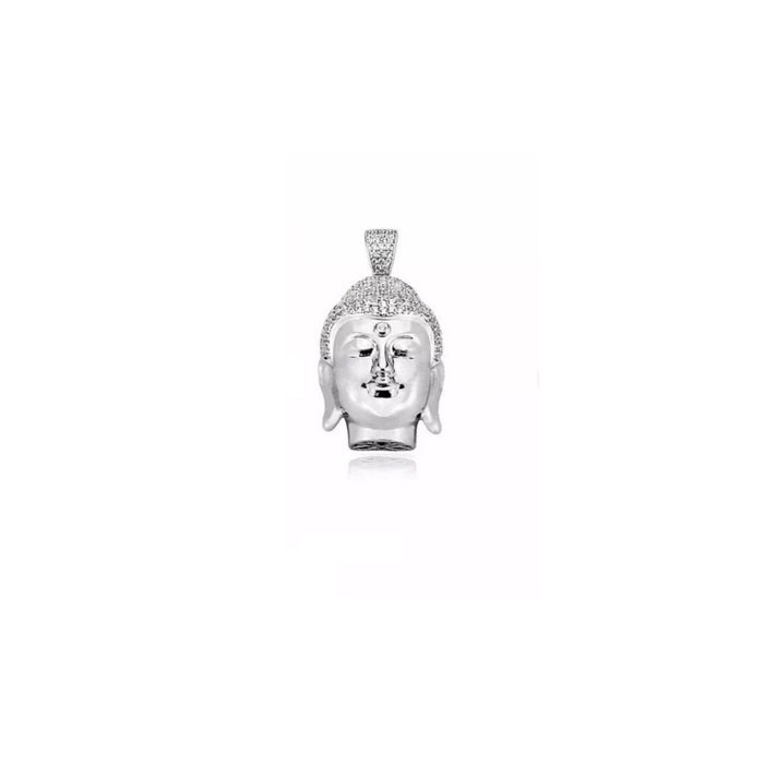 micro buddha head half face pendant silver