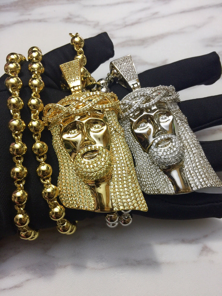 Standard Jesus piece fully iced Silver