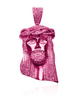 Standard jesus piece no diamonds in pink with beaded chain set
