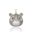 Kanye West college dropout bear pendant with Rope chain necklace in Silver