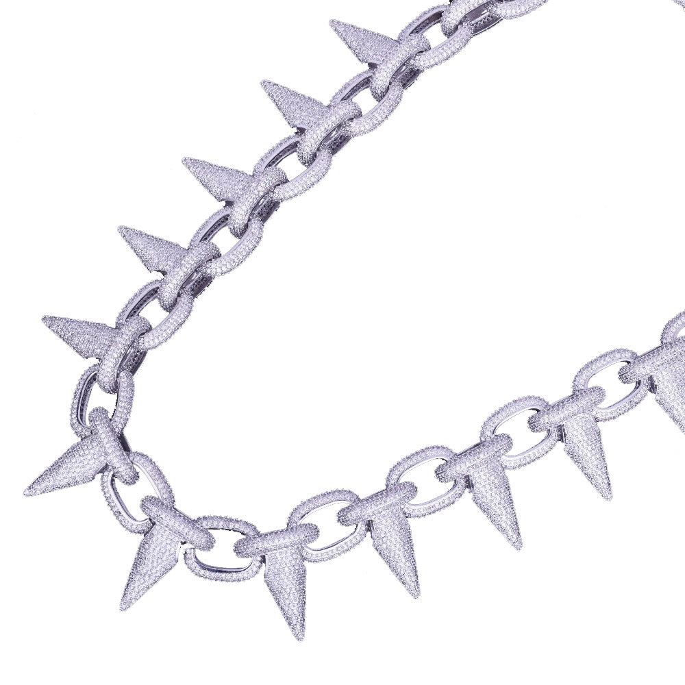 14k Spiked Choker Bike Chain LIL UZI VERT BENBALLER ifandco Fully Iced in White Diamonds