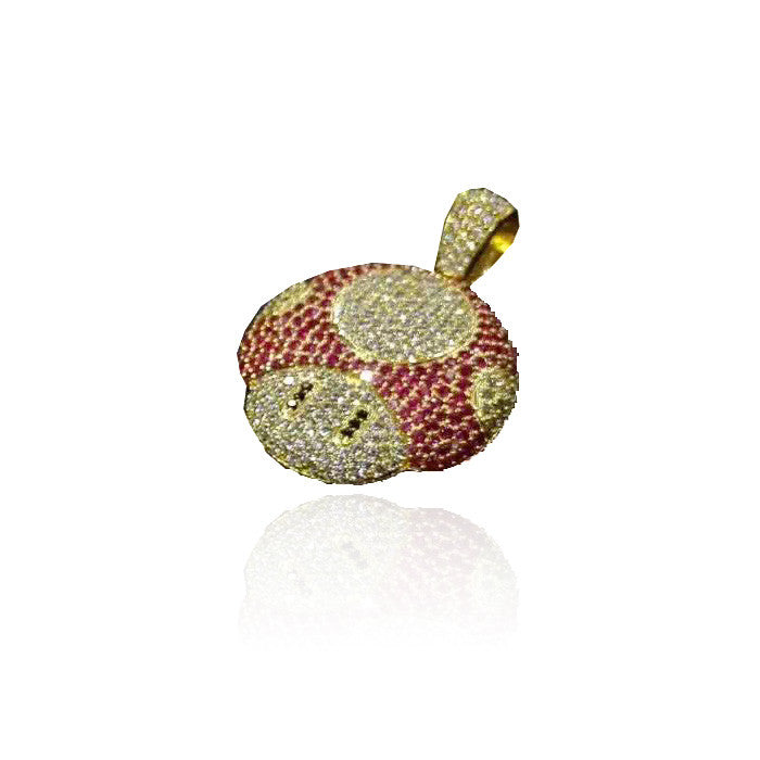 Super mario mushroom pendant green silver