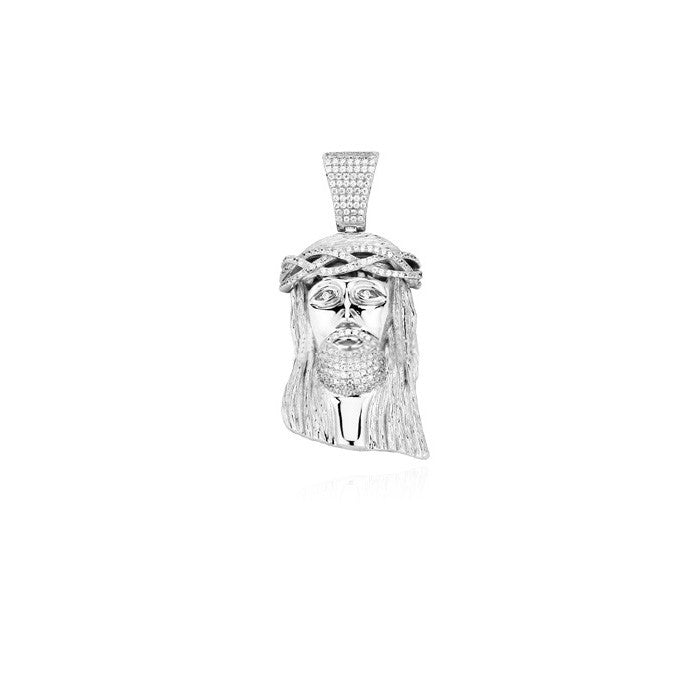 Mid size jesus piece part iced silver