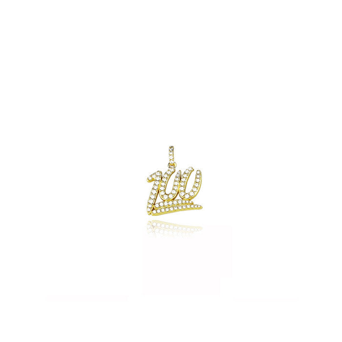 mini 100 pendant chain diamonds gold