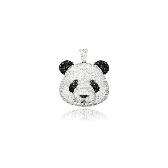 desiigner panda pendant chain diamonds silver