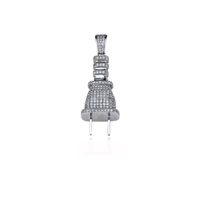 plug pendant in silver diamonds