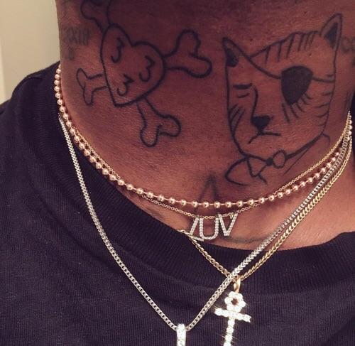 lil uzi vert tattoo cat pendant necklace chain luv free chain diamond vvs ifandco liluzivert