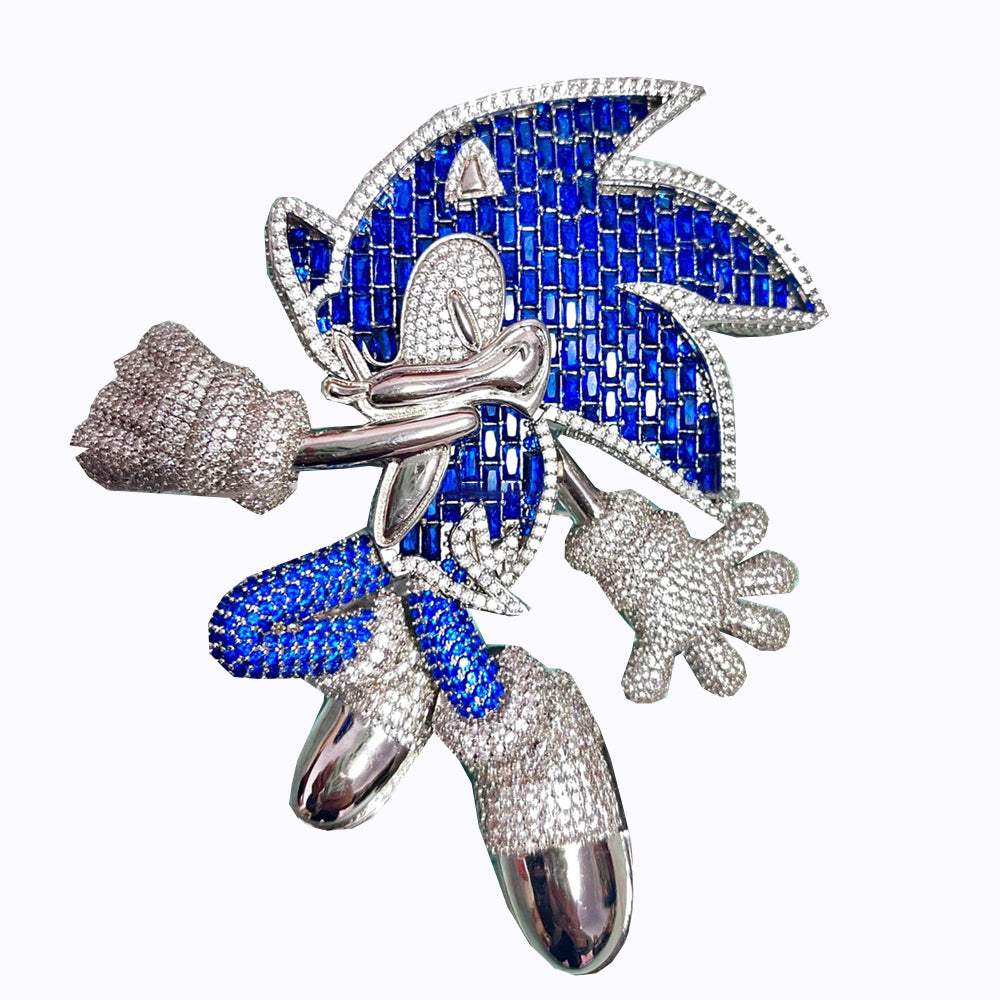 Sonic the Hedgehog Fully Iced diamond Pendant Diamond free necklace chain ifandco