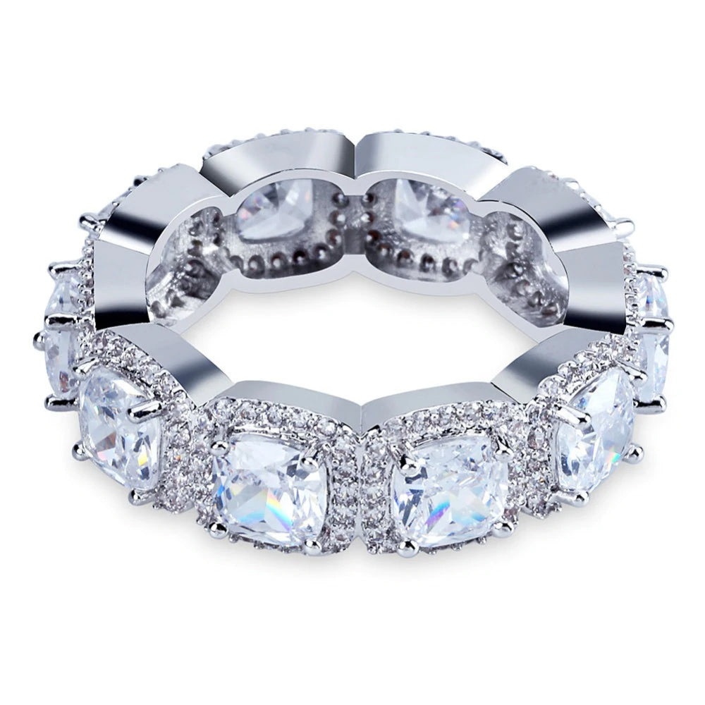 fully iced laced up one row halo ring seen on travis scott gemstone new bling