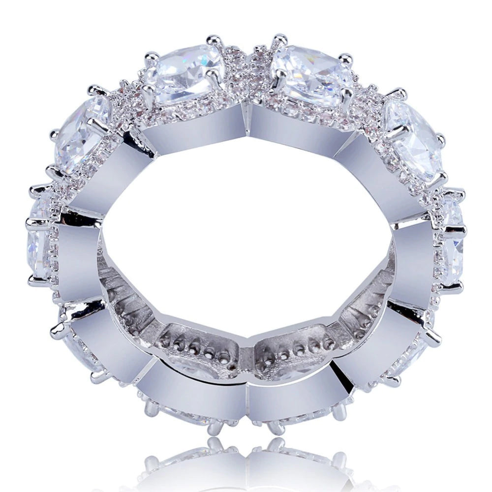fully iced laced up one row halo ring seen on travis scott gemstone new bling vvs