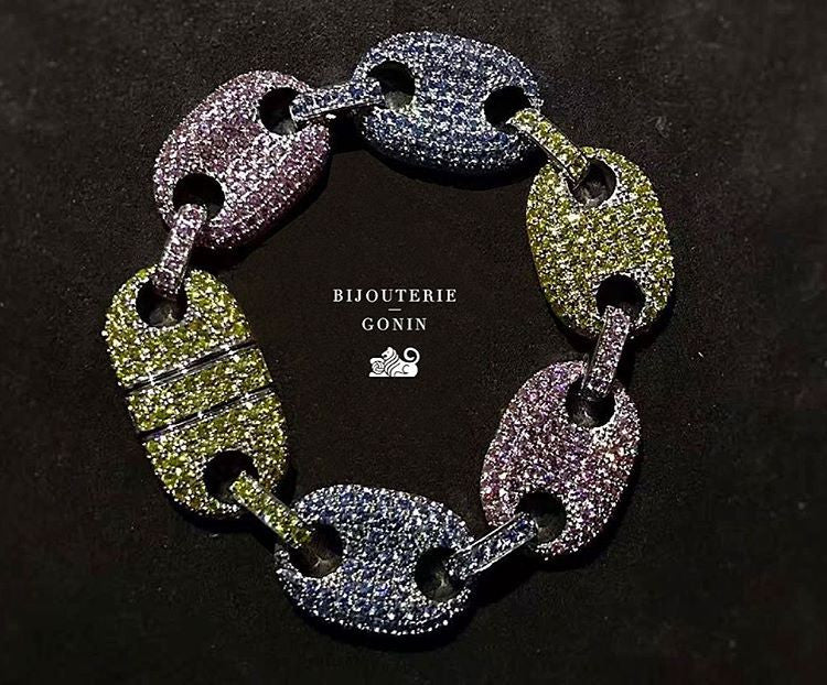 Iced out gucci link mariner link bracelet 18mm Multi-colored