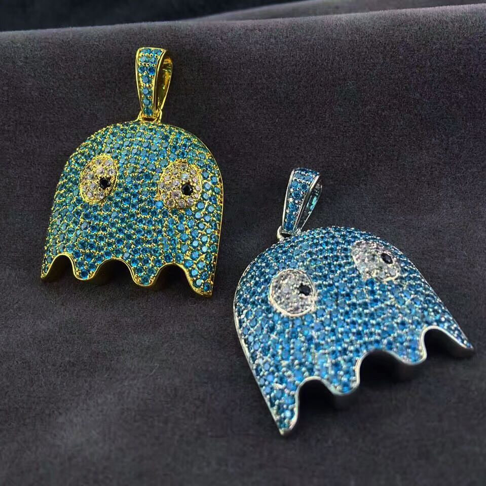 Ghost pacman pendant necklace