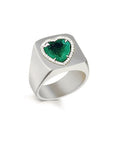 Tyler the creator green heart ring emerald diamond custom made diamond vvs ifandco