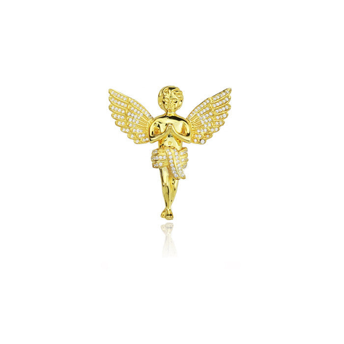 Cherub angel praing hands gold pendant