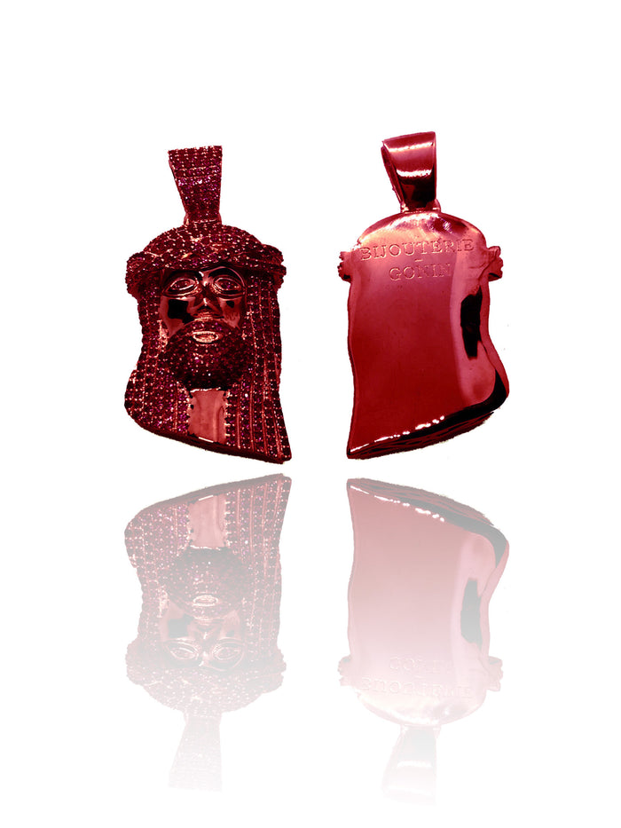 micro jesus piece fully iced yeezy red pendant chain
