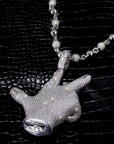 Playboi Carti YVL chain, Kai Cenat YVL pendant, Young Vamp Life jewelry, iced out hand sign necklace, hip hop diamond pendant, 90mm hip hop chain, street wear mens jewelry, VVS replica rap chains.